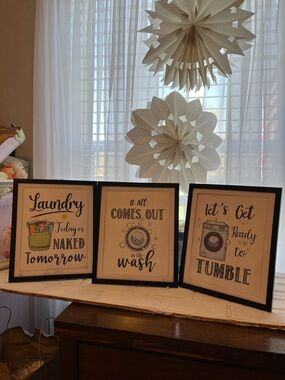 Laundry Wall Art Set - Neutral Graphic Prints